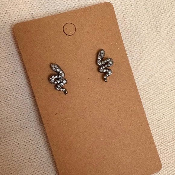 Silver Snake Stud Earrings - Picture 1 of 6